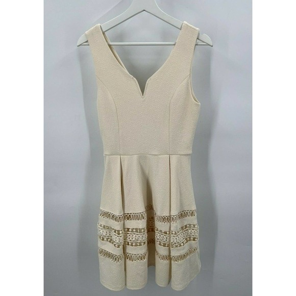 Anthropologie Size M Medium Annabella Sleeveless A Line Dress Knee Length Beige - Picture 1 of 7